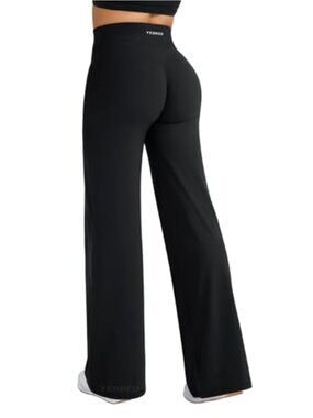 Hidden Scrunch High Waist Wide Leg Yoga Pants No Front Seam